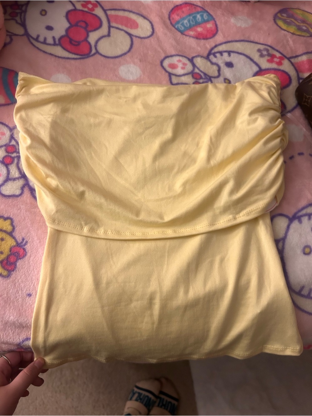 Yellow Strapless Fold-Over Tube Top